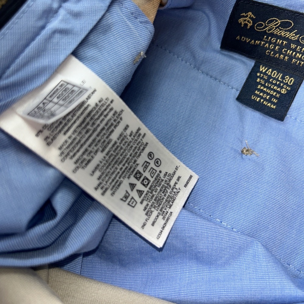 Brooks Brothers Light Weight Advantage Chino Stretch Clark Fit Pants‎ 40 X 30 - Picture 6 of 6